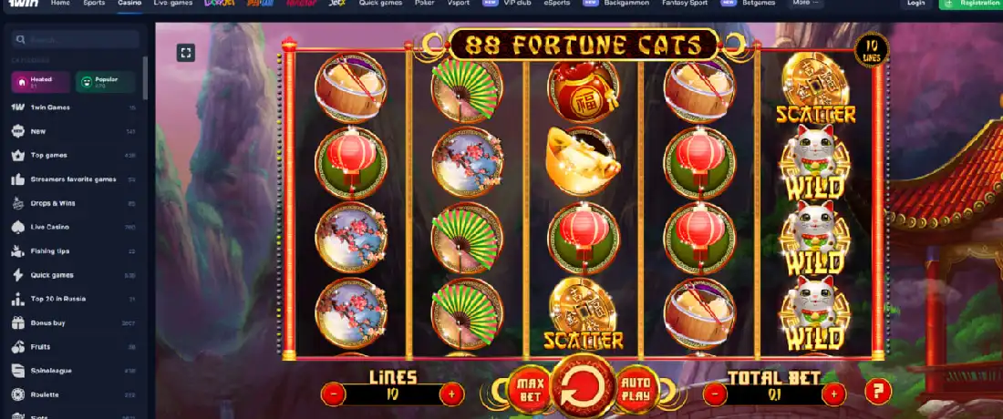 88 Fortune Cats slot main grid and symbols