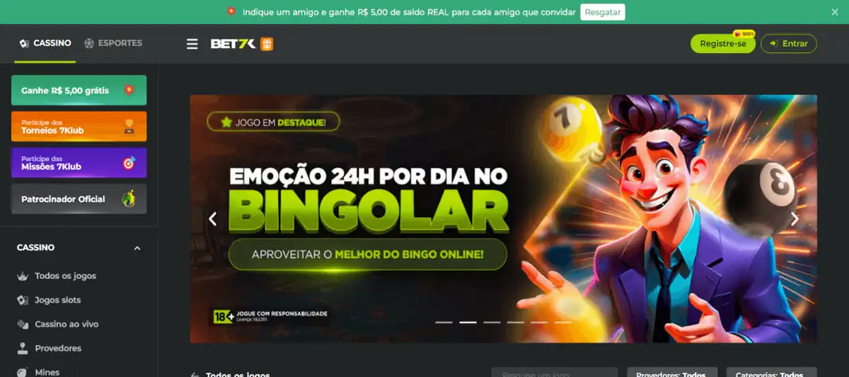 Fortune Tiger slot game interface on Bet7k main lobby screen