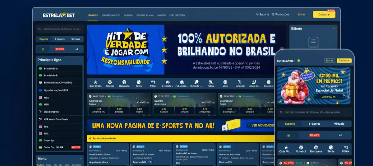 Fortune Tiger slot interface on Estrela Bet with gold tiger symbol and red reels