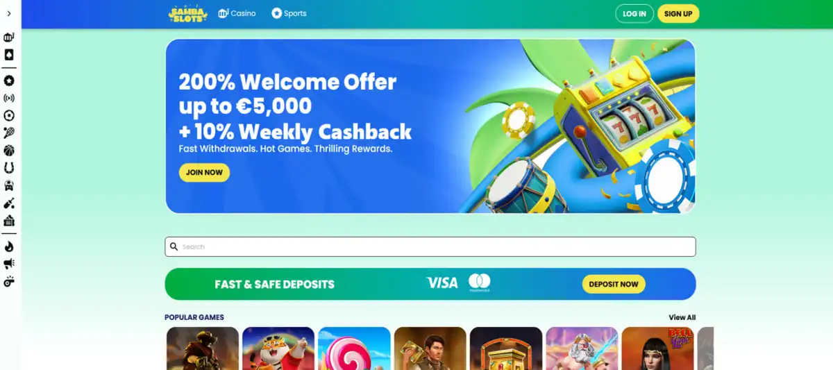 Fortune tiger Samba slots main game screen Fortune tiger Samba slots main game screen