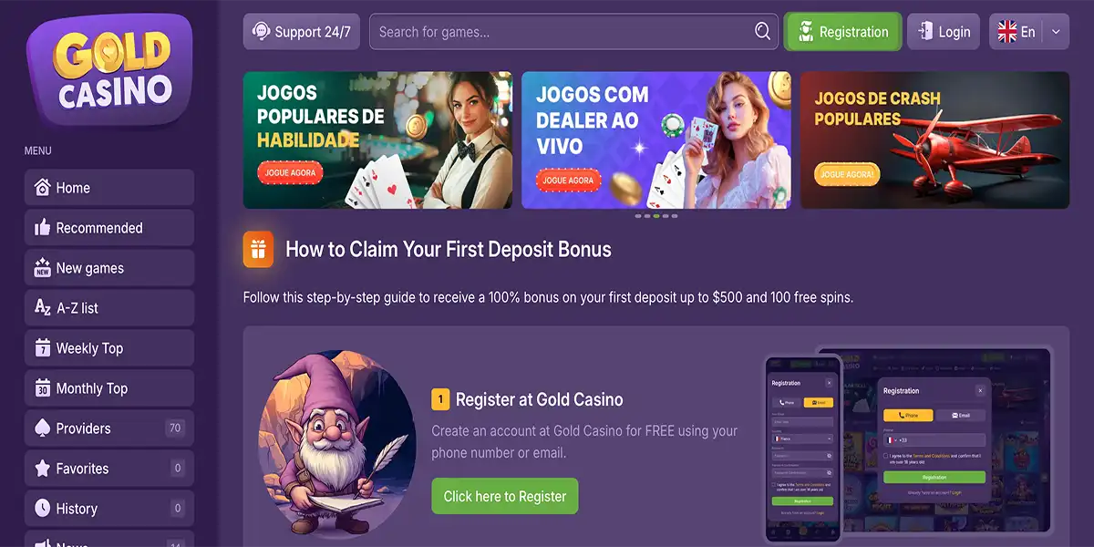 Gold Casino bonus banner offering 100% deposit match and 100 free spins Gold Casino bonus banner offering 100% deposit match and 100 free spins