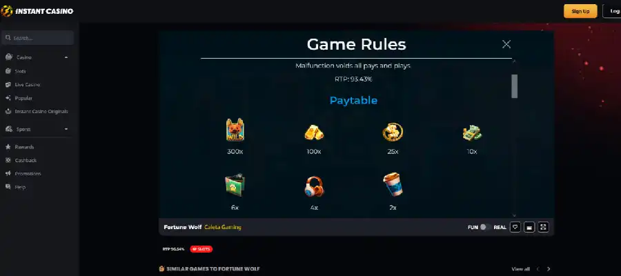 Mobile version of Fortune Wolf slot on smartphone Mobile version of Fortune Wolf slot on smartphone