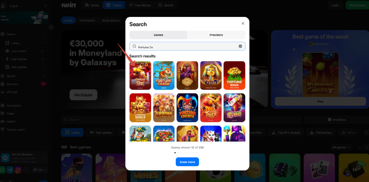 Fortune Ox slot on mobile device interface