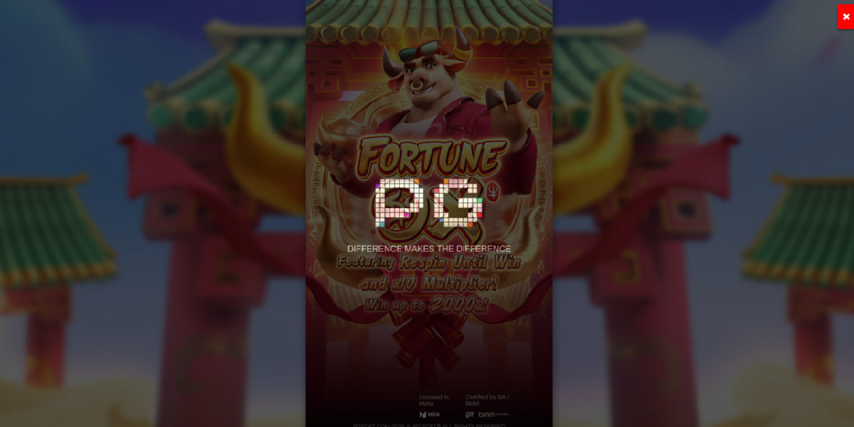 Fortune Ox respin feature and win multiplier in action