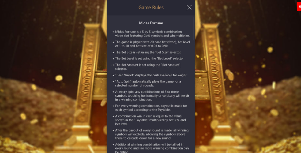 Midas Fortune gameplay rules and cluster-based mechanics